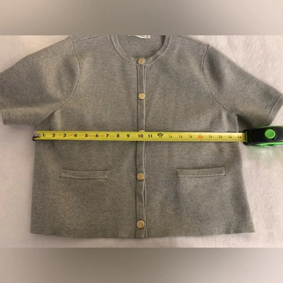 Abercrombie & Fitch Lux Soft Heavy Knit Gray Cardigan Jacket with Gold Buttons L - Picture 11 of 16